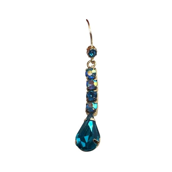 Betsey Johnson Pool Party Mismatched Dangle Earrings Blue Crystal Swimmer Charm - Picture 5 of 10